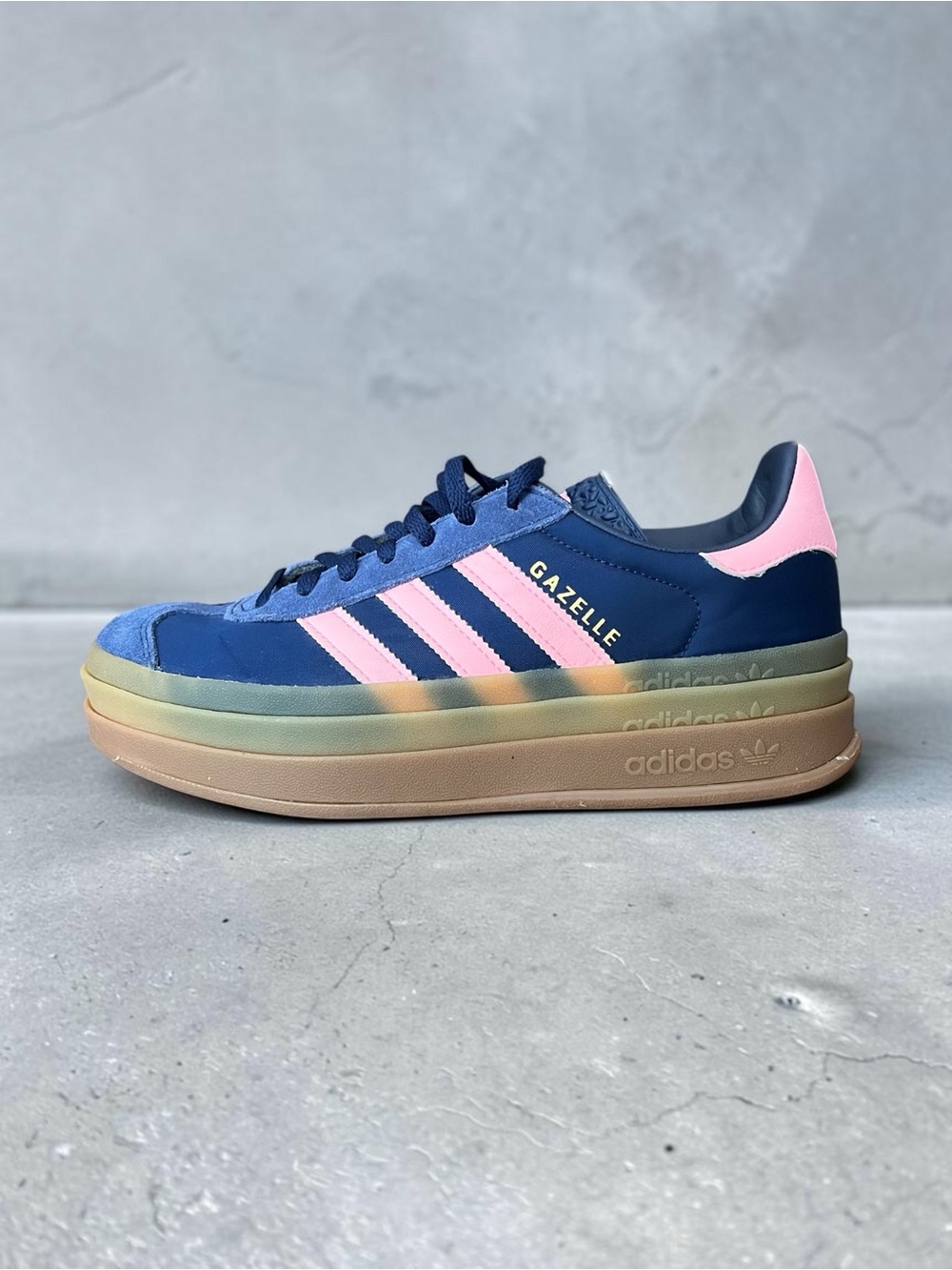 Adidas Gazelle Bold Platform Sneakers Navy Pink Gum Women’s Size 8 - Picture 4 of 9